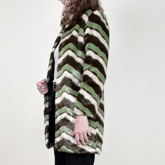 Vintage 90s Y2K Faux Fur Coat Oversized Disco Mod Statement Scandi Girl Jacket - Picture 2 of 7